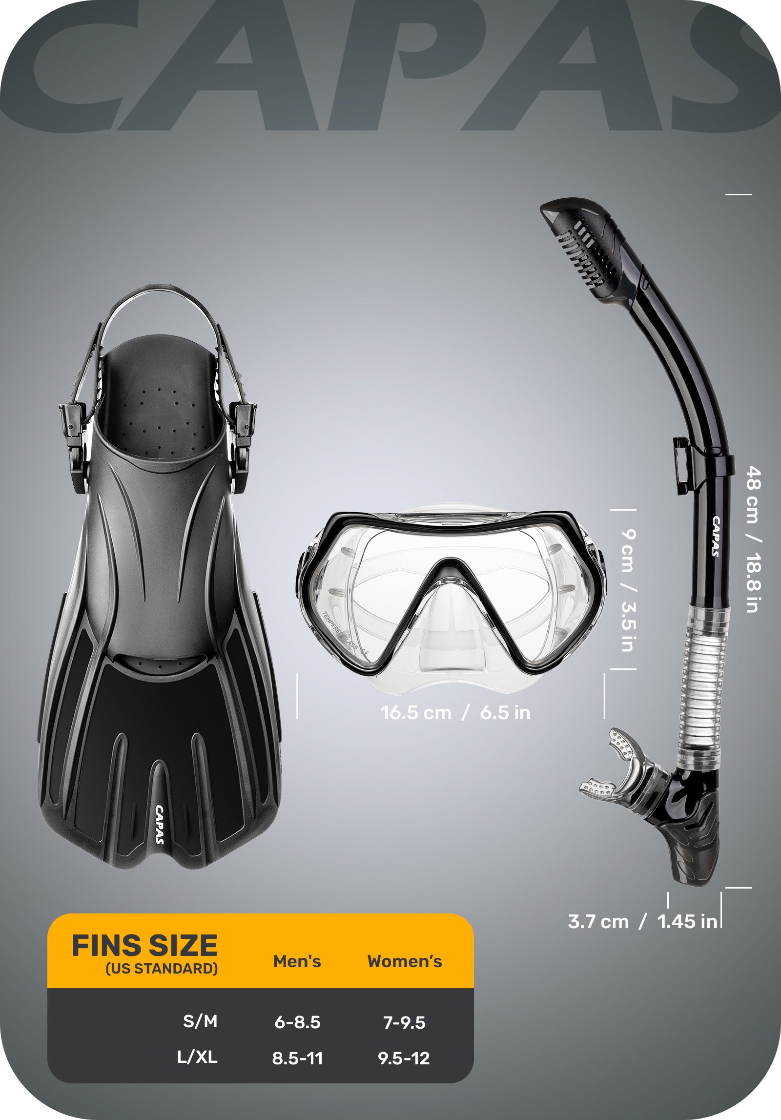 CAPAS Snorkel Set, black