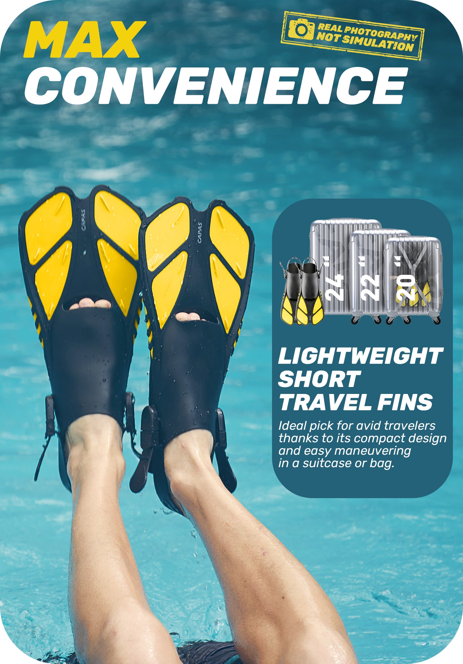 CAPAS Swim Fins for Snokeling, yellow